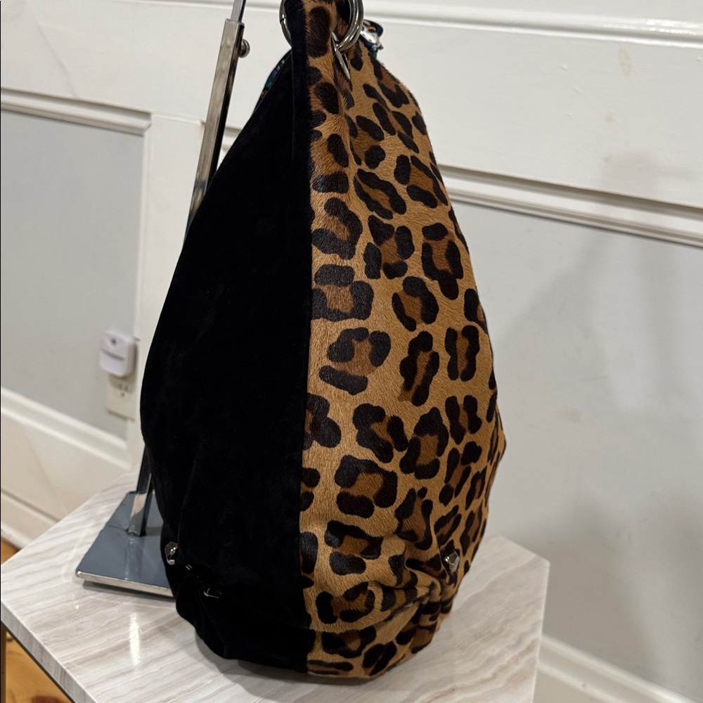 Stuart Weitzman Bag Calf Hair Leopard Print and Black Suede Large Hobo - Picture 8 of 17